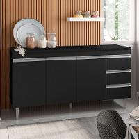 Balcão De Cozinha Andréia Com Tampo 160 Cm Preto Fosco - Ajl - 4