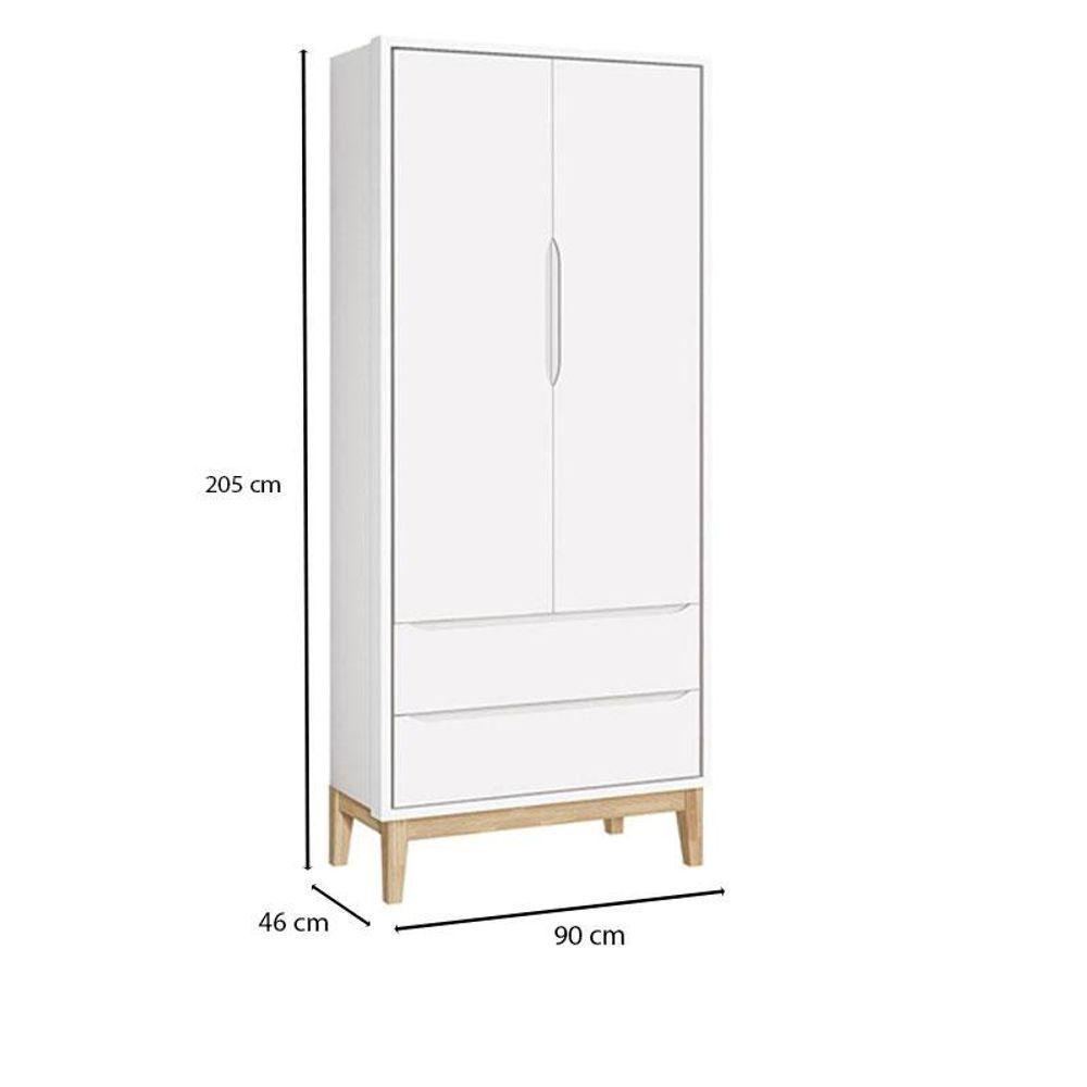 Quarto De Bebê 2 Portas E Cômoda Gaveteiro New Classic Branco Com Pés Madeira Natural E Colchão Gazin - Reller - 3