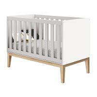 Quarto De Bebê Classic 2 Portas Com Colchão E Cômoda Gaveteiro Branco Pés Madeira Natural - Reller - 6