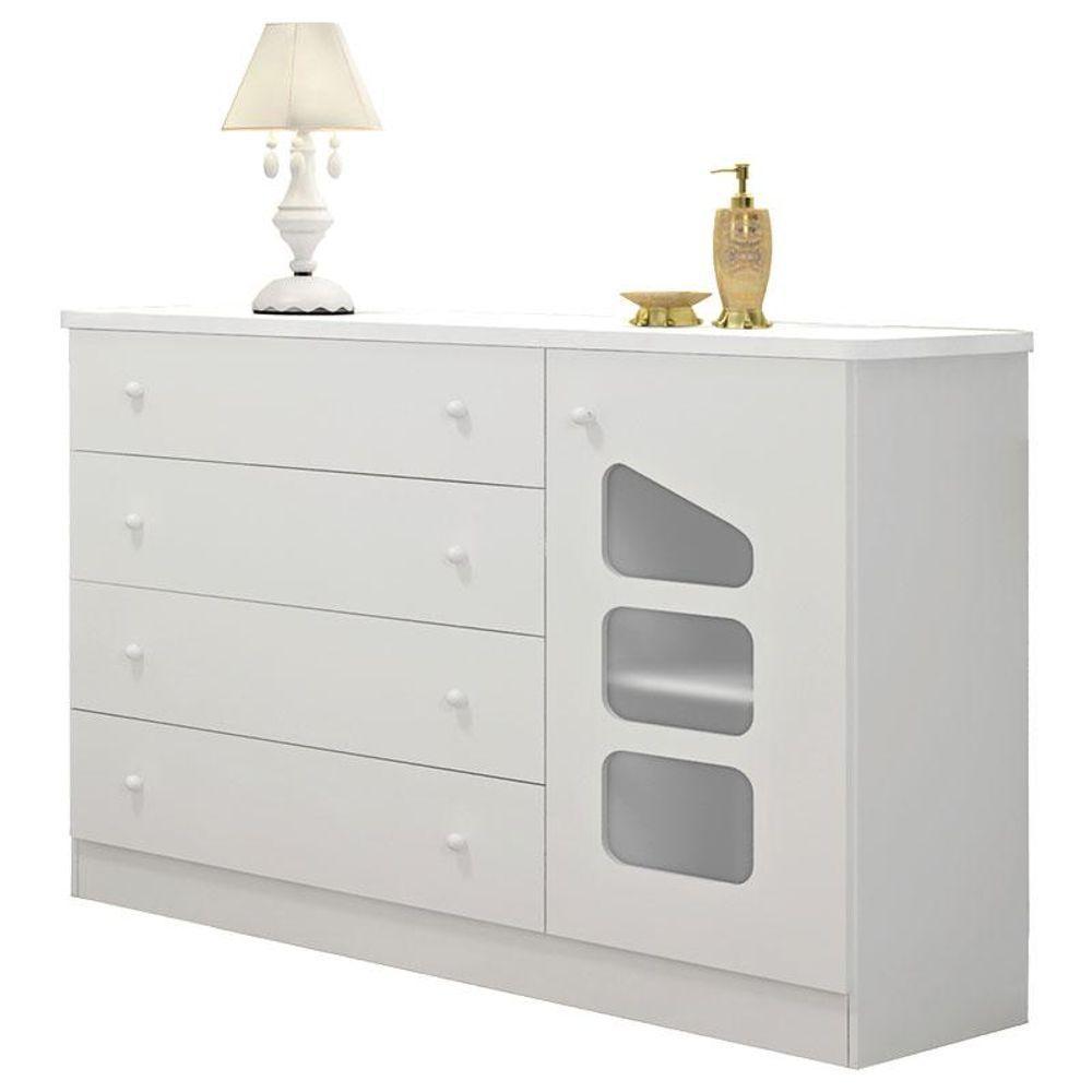 Quarto De Bebê Completo Eloisa Com Berço Multifuncional Selena Branco Brilho Com Colchão - Phoenix - 7