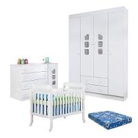 Quarto De Bebê Lívia Com Berço Lila Branco Brilho Com Colchão Ortobom Physical - Phoenix - 1