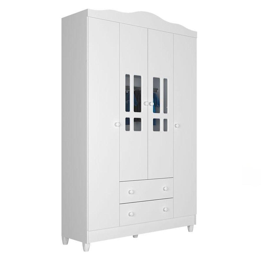 Quarto De Bebê 4 Portas Com Gaveteiro Ariel E Berço Mirelle Branco Brilho - Carolina - 6