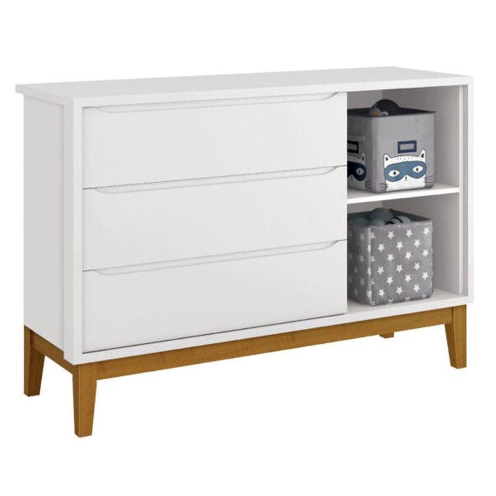 Berço Americano E Cômoda New Classic Branco Com Pés Madeira E Colchão Gazin - Reller - 5