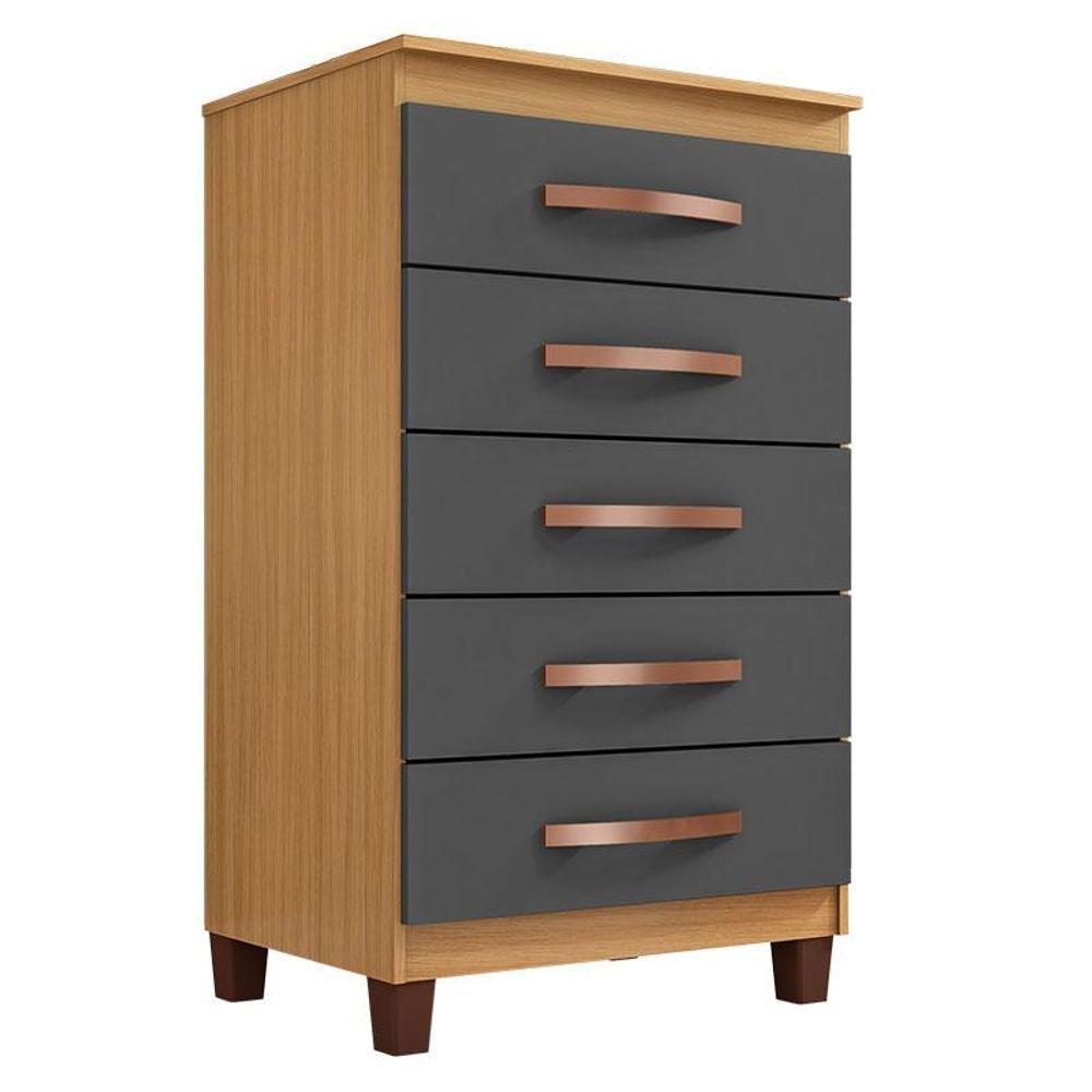 Guarda Roupa Casal Modena Com Cômoda Cannes E Armário Multiuso Recife Carvalho Americano Grafite Incorplac - 7