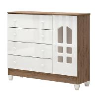 Quarto De Bebê New Selena 3 Portas Com Berço E Cômoda Selena Branco Acetinado Amadeirado - 3