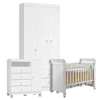 Quarto De Bebê 3 Portas Ternura Baby Com Berço Mirelle Branco Brilho - Incorplac - 1