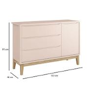 Quarto De Bebê 3 Portas New Classic Rosa Com Pés Madeira Natural E Colchão Gazin - Reller - 8