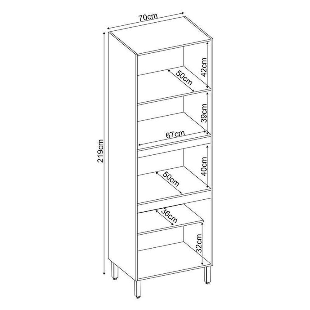 Armário Paneleiro Firenze Duplo Forno Avena Grafito - Demóbile - 2
