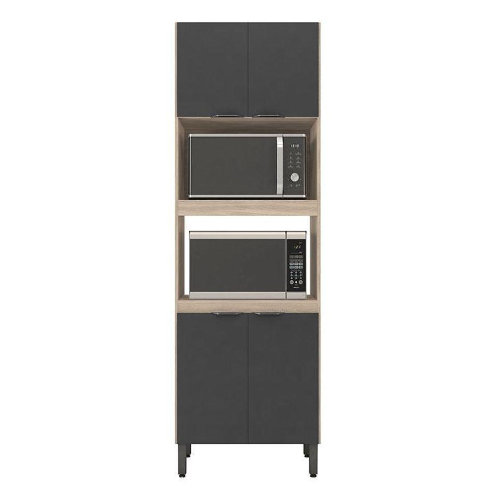Armário Paneleiro Firenze Duplo Forno Avena Grafito - Demóbile - 4
