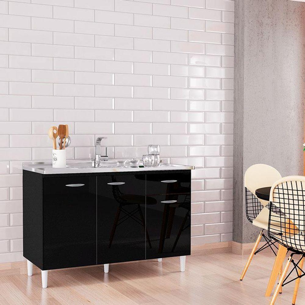 Balcão De Pia 120 Cm Preto - Poquema - 2