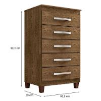 Guarda Roupa Casal Modena Com Espelho 6 Portas E Cômoda Cannes 5 Gavetas Malbec - Incorplac - 2