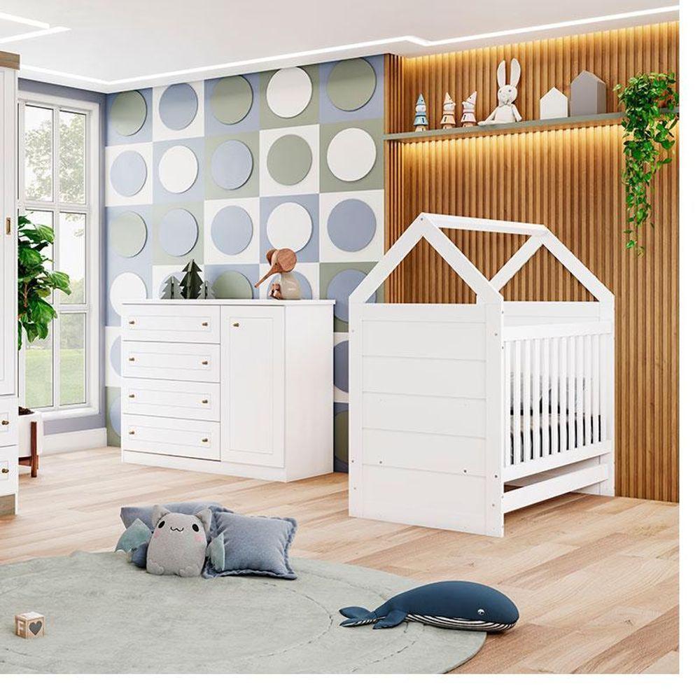 Berço Montessoriano E Cômoda Infantil Americano Branco Com Colchão Ortobom - Henn - 8