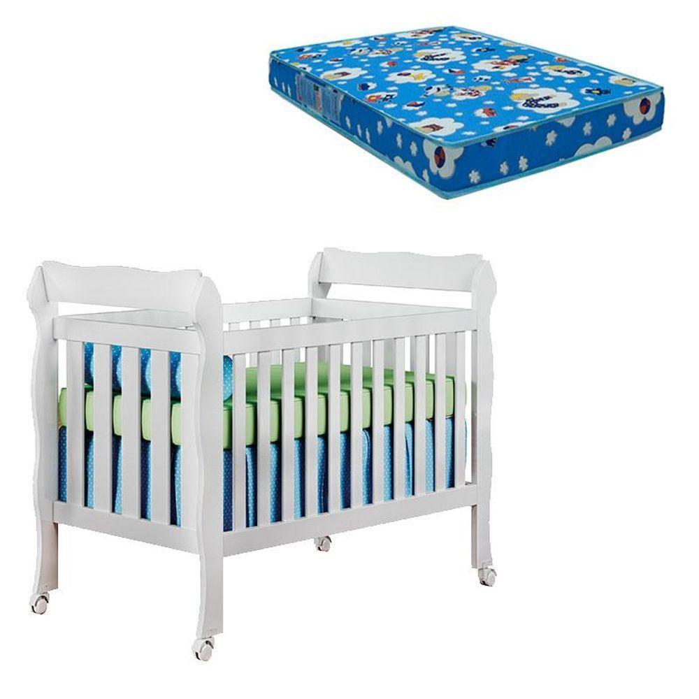 Berço Americano Lila Branco Brilho Com Colchão - Carolina - 1