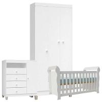Quarto De Bebê 3 Portas Ternura Baby Com Berço Lara Branco Brilho - Incorplac - 7