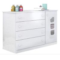 Quarto De Bebê Lívia Com Berço Americano Lara Branco Brilho E Colchão - Phoenix