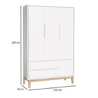 Quarto De Bebê 3 Portas New Classic Branco Com Pés Madeira Natural E Colchão Gazin - Reller - 3