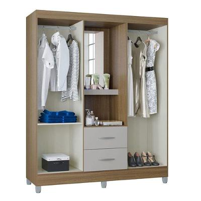 Guarda Roupa Solteiro Cordoba 4 Portas de Bater 2 Gavetas Castanho Off White MDP