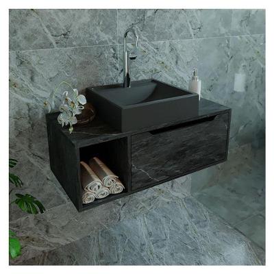 Balcão Gabinete Para Banheiro Suspenso Ambiente Bn3644 Mármore Lunar - Tecnomobili