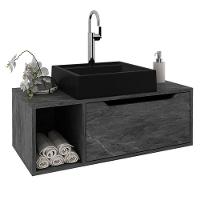 Balcão Gabinete Para Banheiro Suspenso Ambiente Bn3644 Mármore Lunar - Tecnomobili - 5