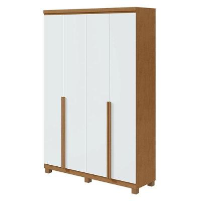 Guarda Roupa Solteiro Alonzo 4 Portas Amêndoa Clean Branco Com Pés - Lopas
