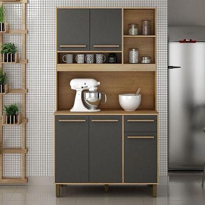 Armário De Cozinha Ambiente Ametista Cinamomo Grafite - Valdemóveis