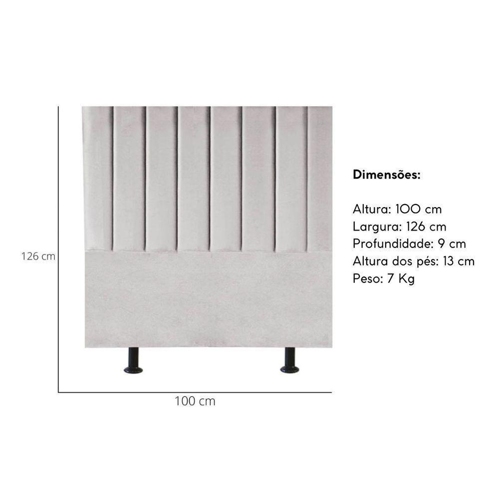 Cabeceira Estofada Cama Box Solteiro 100 Cm Taís Veludo cinza Claro - 3