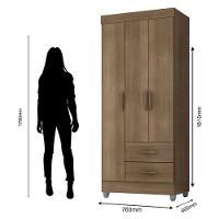 Guarda Roupa Solteiro Lite 3 Portas Carvalho Oak - Móveis Leão