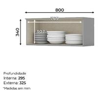 Armário Aéreo 1 Porta Basculante 80 Cm Americana Cinza - Henn - 2