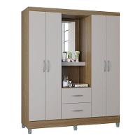 Guarda Roupa Solteiro Ambiente Cordoba 4 Portas Castanho Off White - Poquema - 4