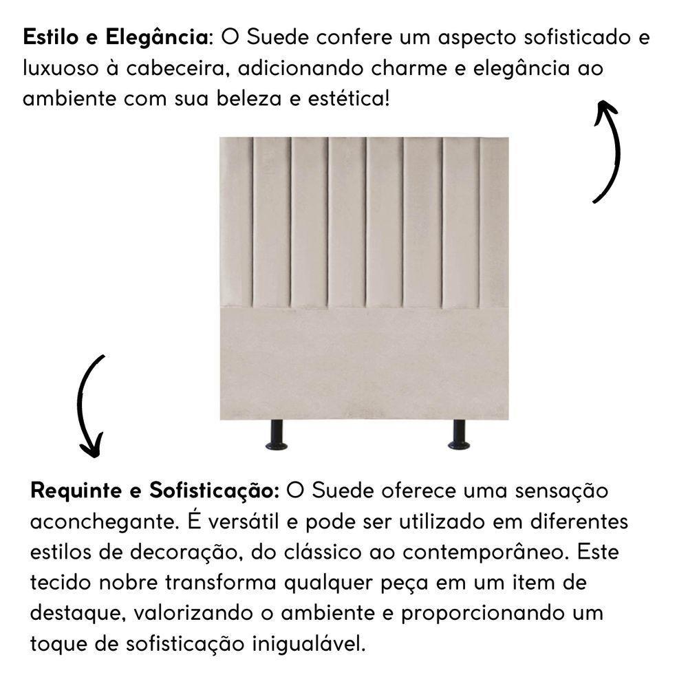 Cabeceira Estofada Cama Box Casal 140 Cm Marina Suede bege - 2