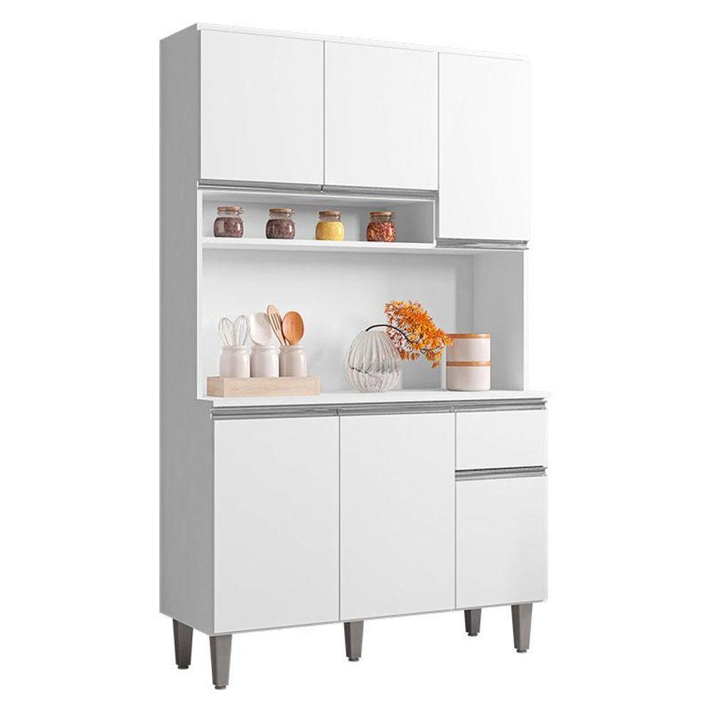 Armário Para Cozinha Ambiente Kit Márcia Branco Brilho - Ajl - 1