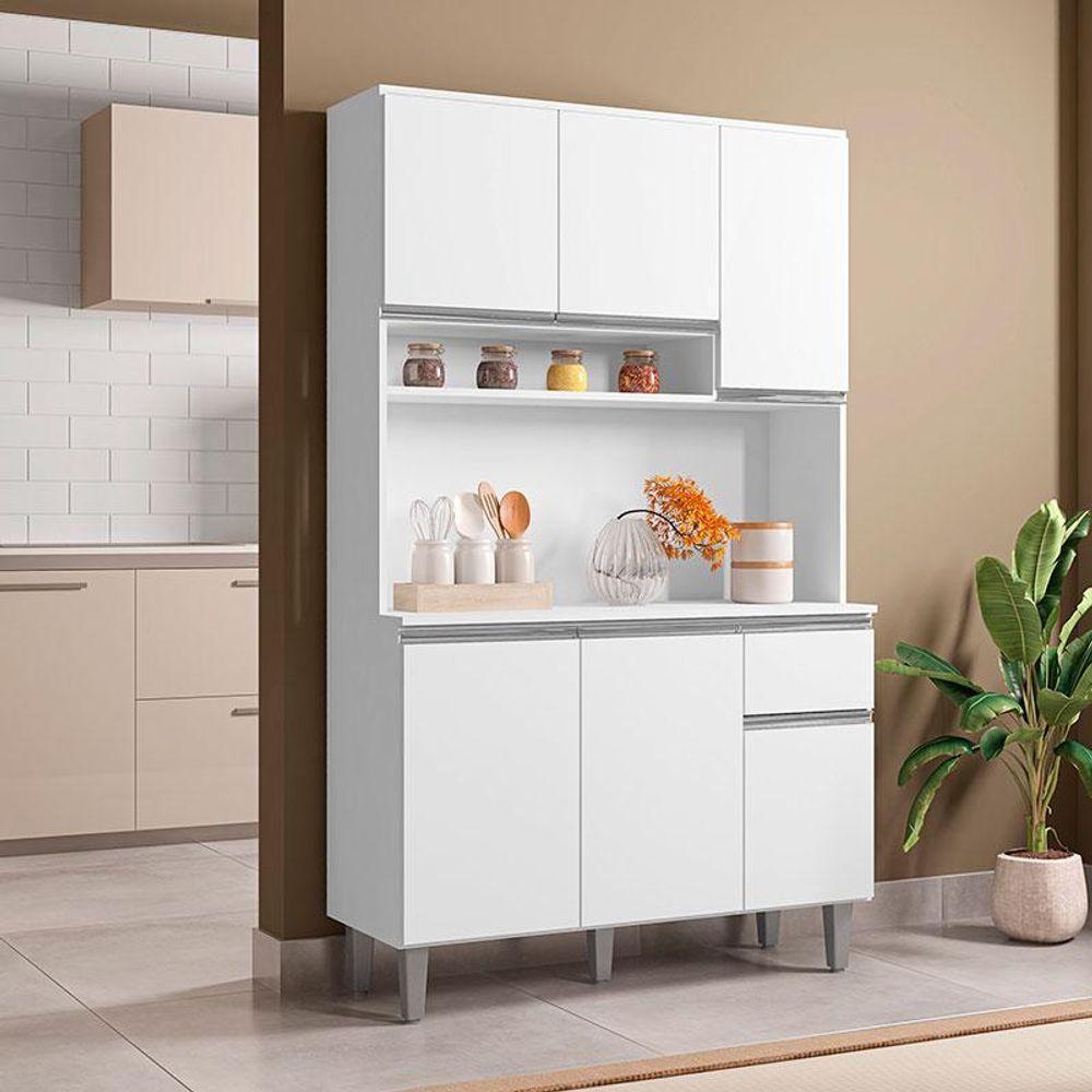 Armário Para Cozinha Ambiente Kit Márcia Branco Brilho - Ajl - 4