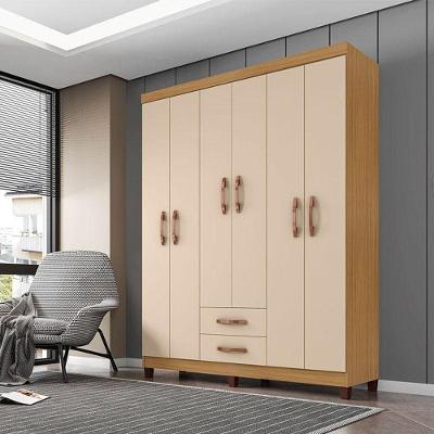 Guarda Roupa Casal Ambiente Modena 6 Portas Bater 2 Gavetas Carvalho Americano Off White