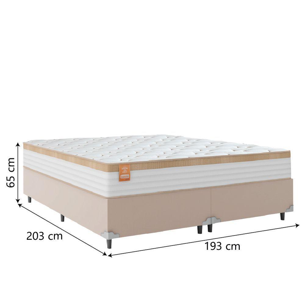 Cama Box Casal King Colchão Molas Ensacadas Real Branco/bege Branco Nature - 5
