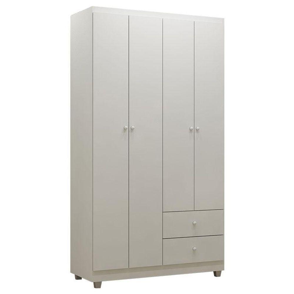 Quarto De Bebê Louise 4 Portas Com Berço Doce Sonho 100 Rodízios Branco Brilho E Colchão - Ajl - 6