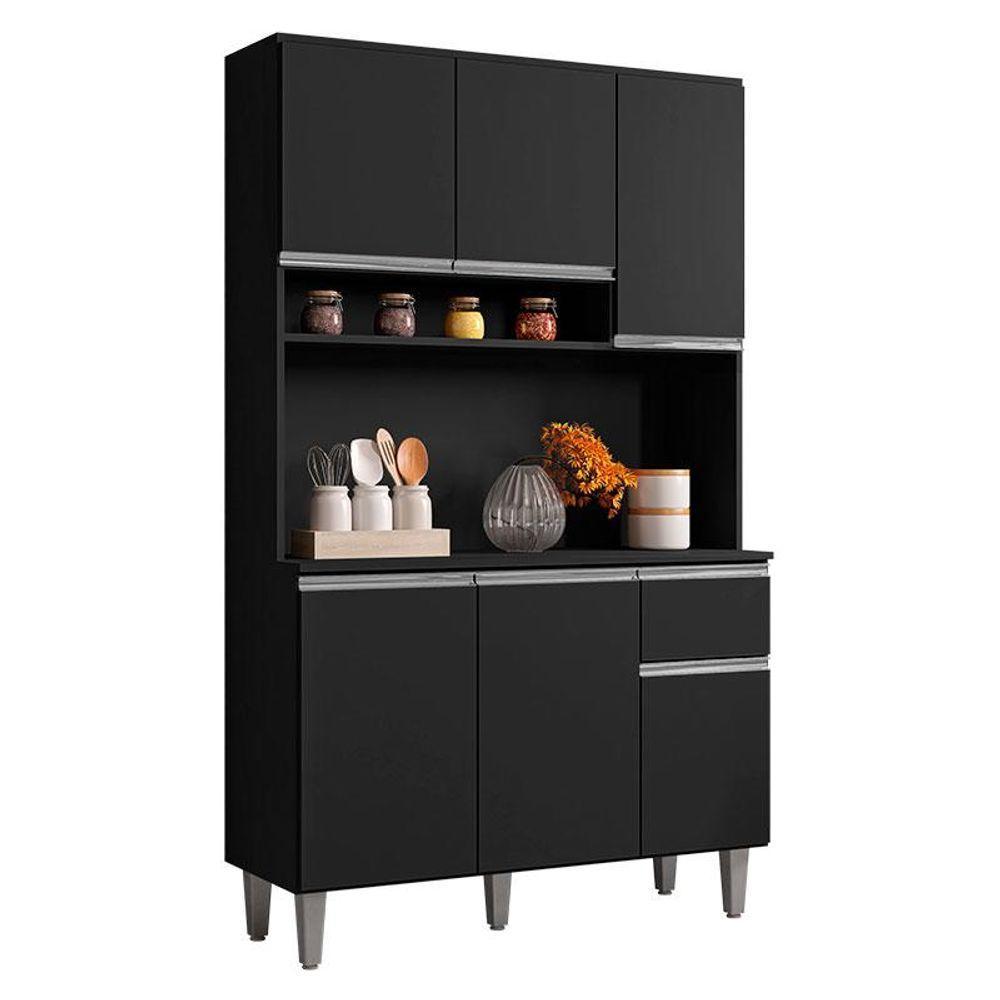 Armário Para Cozinha Kit Márcia Preto Fosco - Ajl - 1