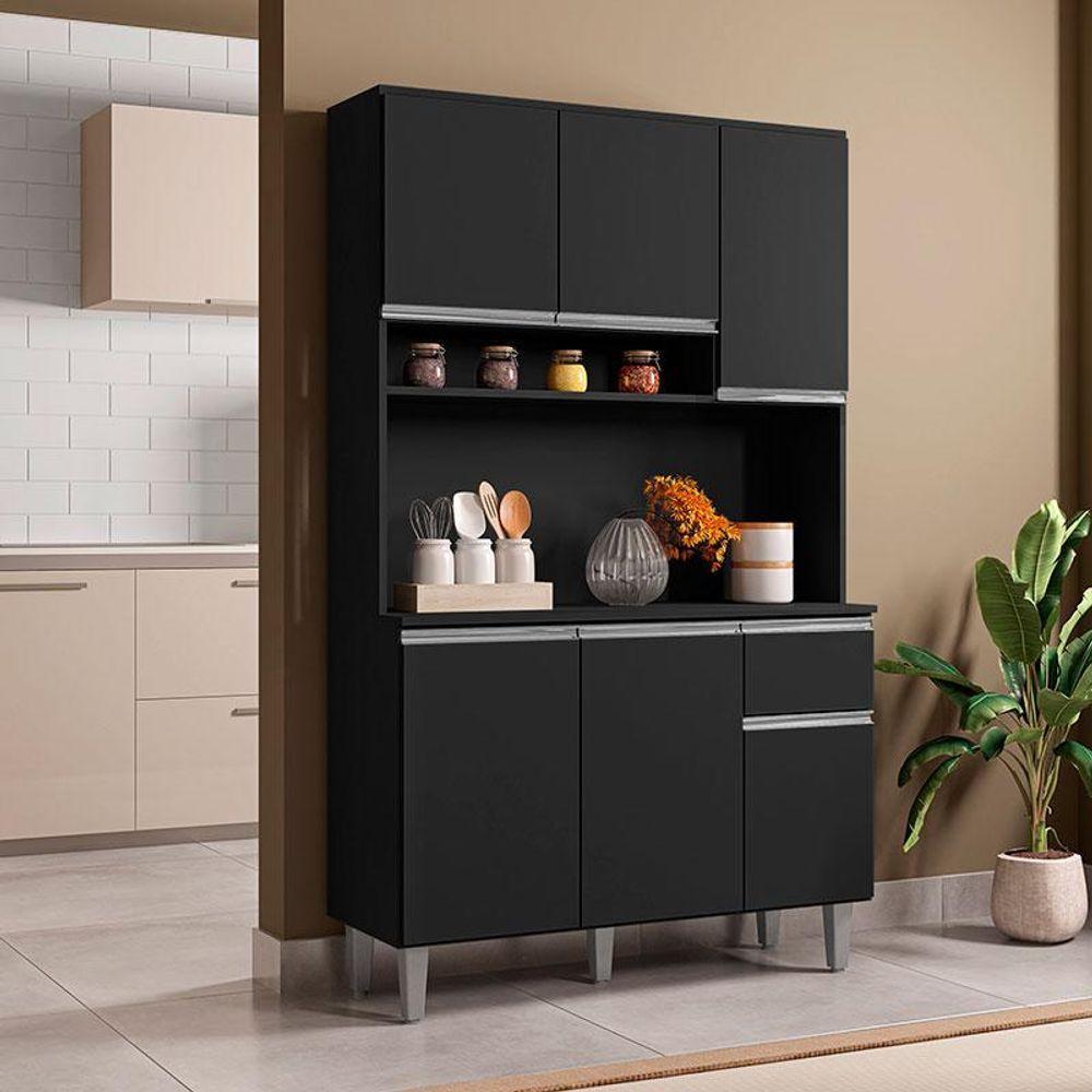 Armário Para Cozinha Kit Márcia Preto Fosco - Ajl - 4