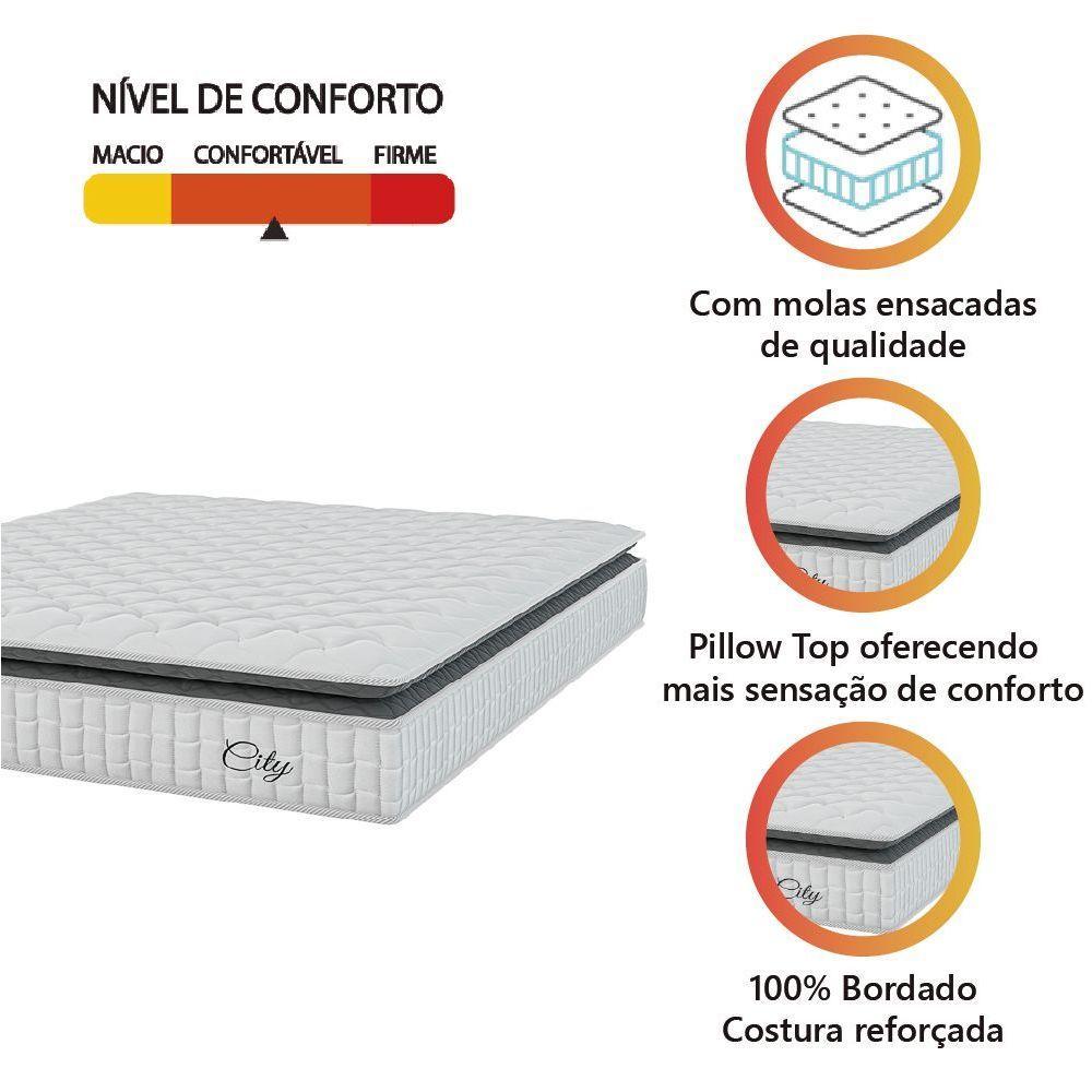 Colchão Casal King Molas Ensacadas City Pillow Top Branco / Preto Hellen Branc/cza - 2