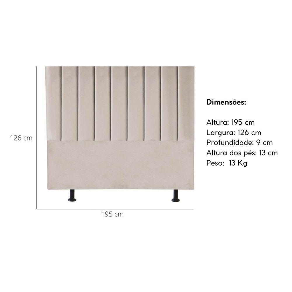 Cabeceira Estofada Cama Box King 195 Cm Paolla Linho bege - 4