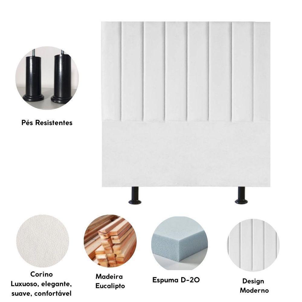 Cabeceira Estofada Cama Box Solteiro 90 Cm Taís Corino branco - 3