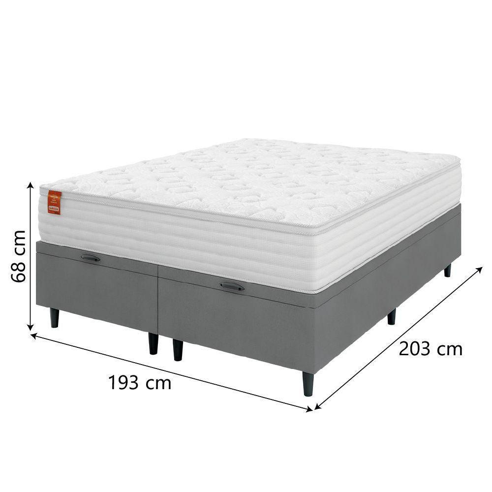 Cama Box Baú Colchão Casal King Molas Ensacadas Real Branco / Cinza Inducol Branco - 4