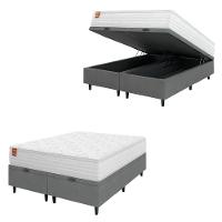 Cama Box Baú Colchão Casal King Molas Ensacadas Real Branco / Cinza Inducol Branco - 1