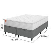 Cama Box Baú Colchão Casal King Molas Ensacadas Real Branco / Cinza Inducol Branco