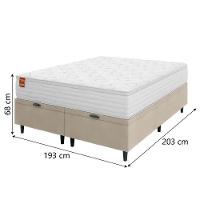 Cama Box Baú Colchão Casal King Molas Ensacadas Real 193x203x68cm Branco / Bege Inducol Branco - 3