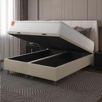 Cama Box Baú Colchão Casal King Molas Ensacadas Real 193x203x68cm Branco / Bege Inducol Branco