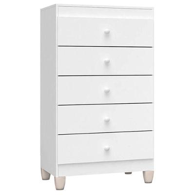 Cômoda Gaveteiro Ternura Baby 5 Gavetas MDP Puxador Plástico Branco Brilhante