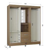 Guarda Roupa Solteiro Ambiente Cordoba 4 Portas Castanho - Poquema - 2