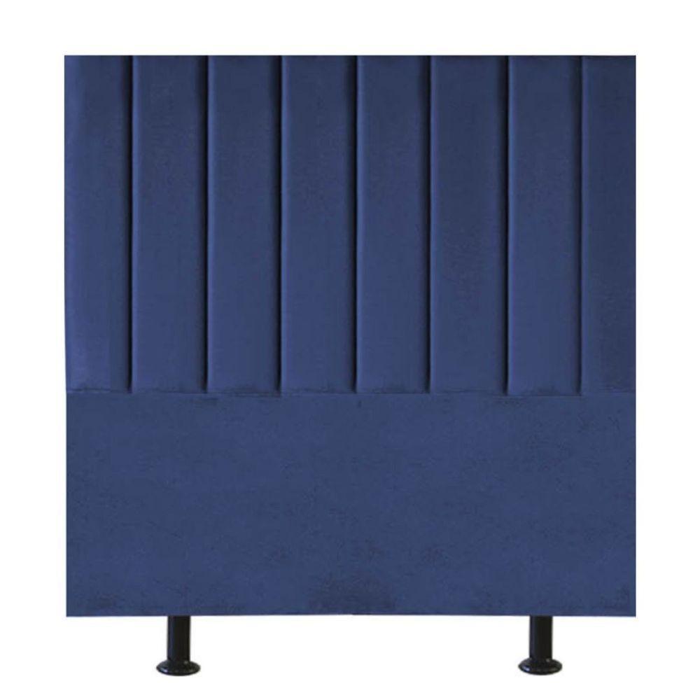 Cabeceira Estofada Cama Box Solteiro 90 Cm Maisa Suede azul Marinho - 1