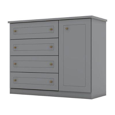 Cômoda Americano 4 Gavetas MDF com Puxadores Cinza Acabamento Fosco