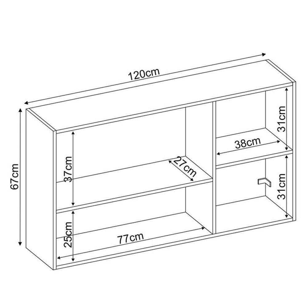 Armário Aéreo Para Cozinha Firenze 3 Portas Avena Grafito - Demóbile - 2